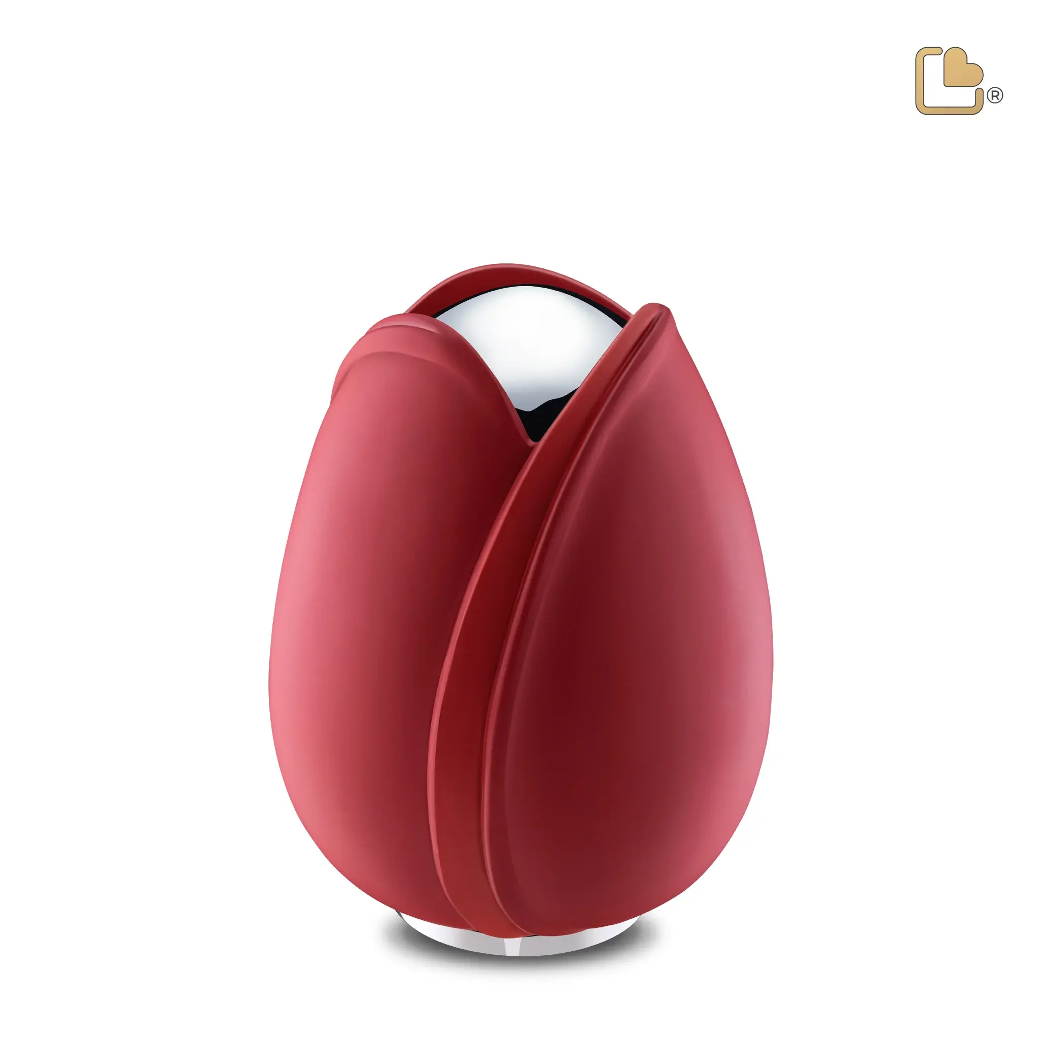 Tulip Medium Urn Red & Pol Silver