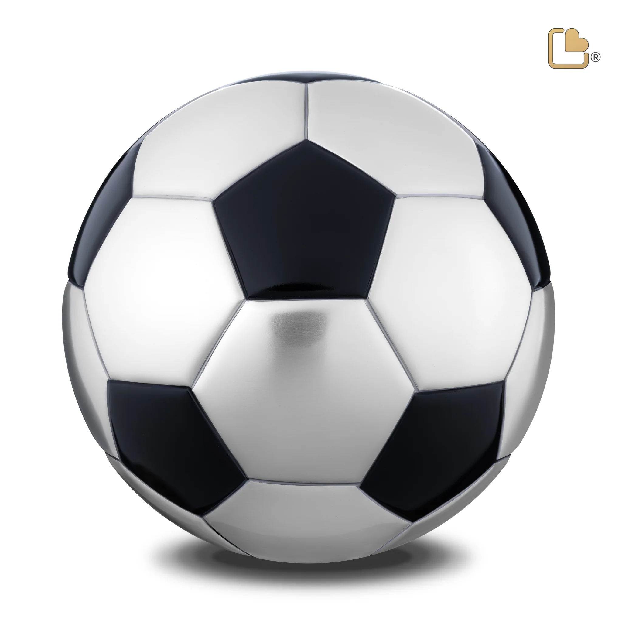 Soccer Standard Adult Urn Matte Black & Brushed Pewter