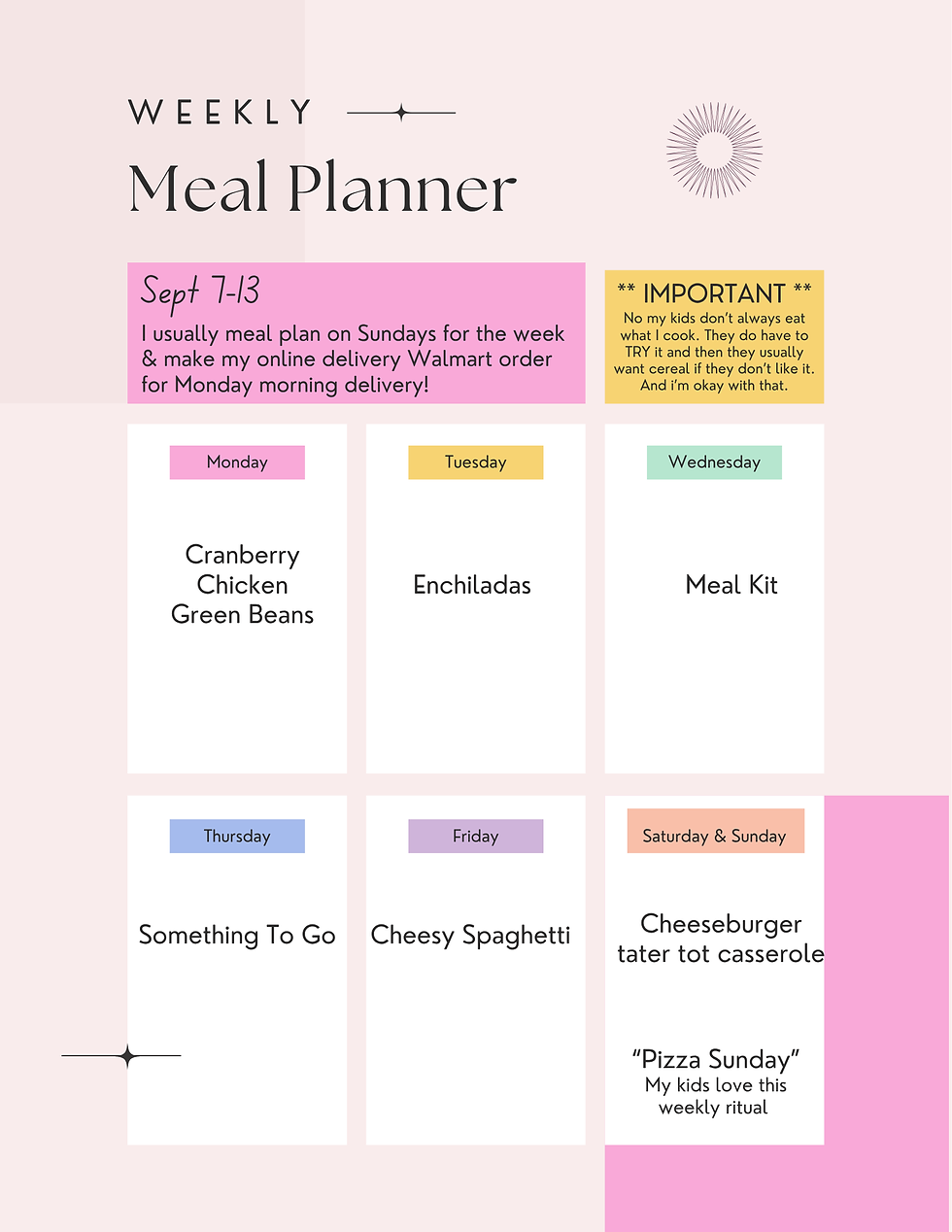 Meals Sept 7-13