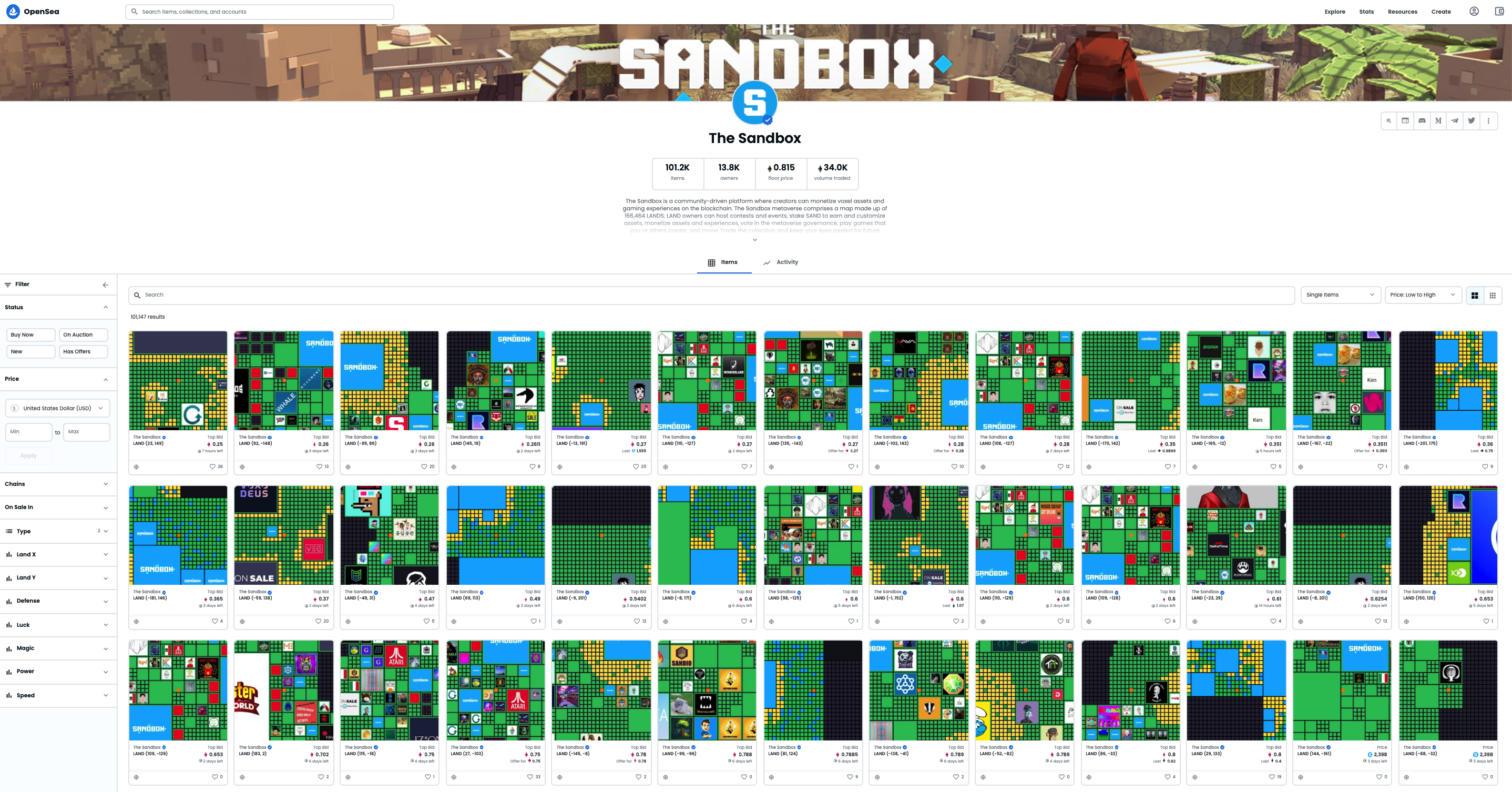 Sandbox Opensea Screenshot