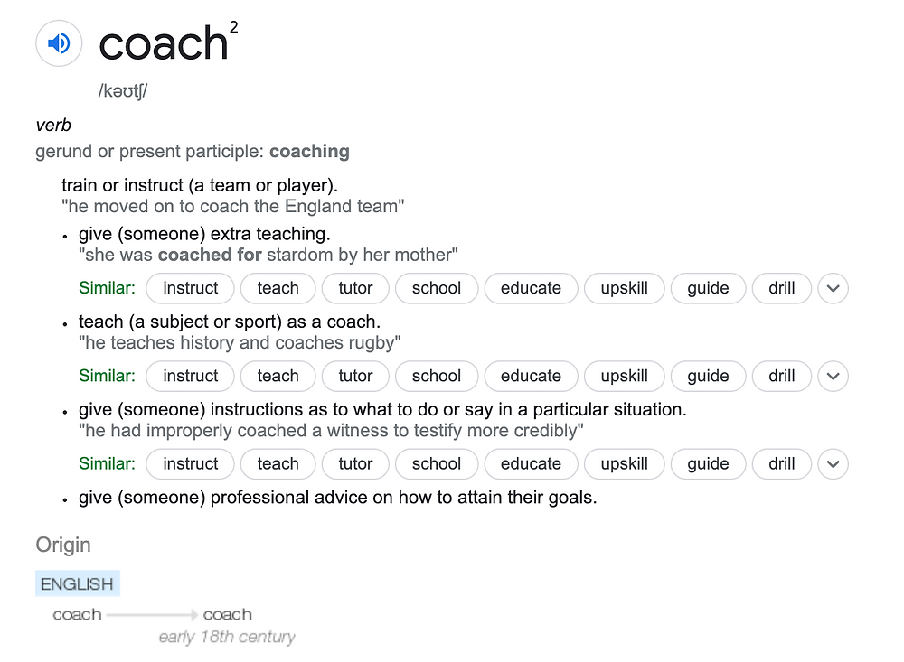 Coaching Definition Dictionary