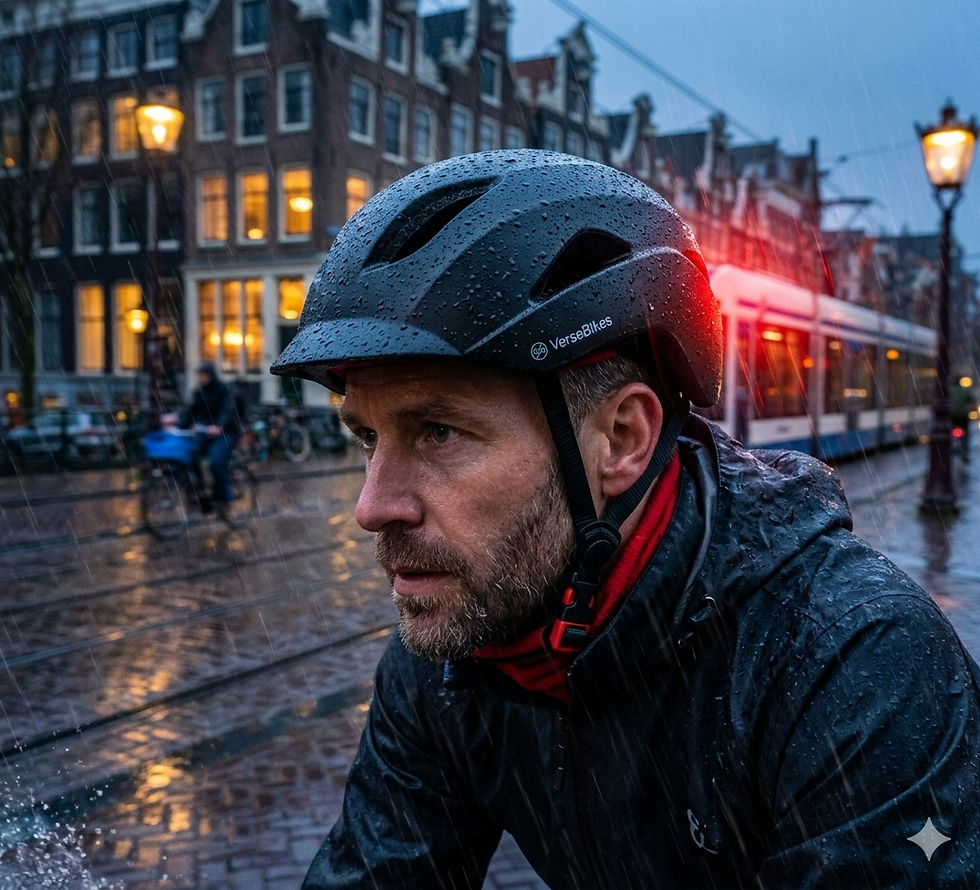 VerseBikes cycling safety accessories — helmet, tracker, smart lock, lights
