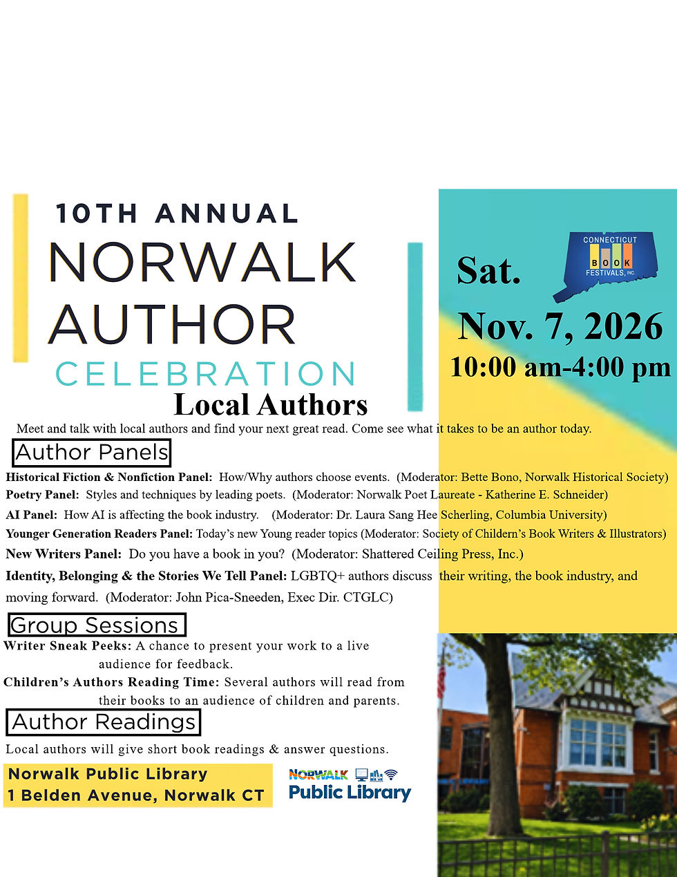 10th Annual Norwalk Author Celebration: (Author Registration is now closed) No Guest Registration Needed