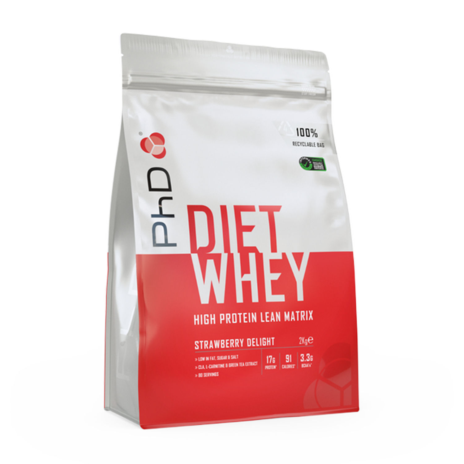 PhD Nutrition Diet Whey Protein Strawberry 2kg Bag