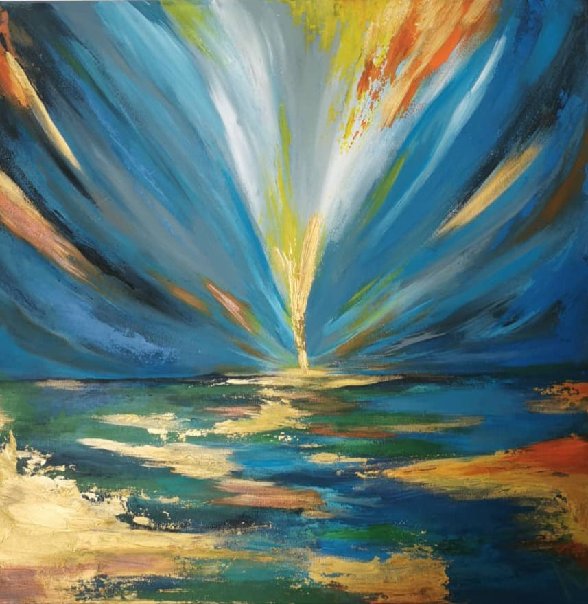 Painting for Ukraine - abstract blue artwork-livingroom art-painting-abstract art