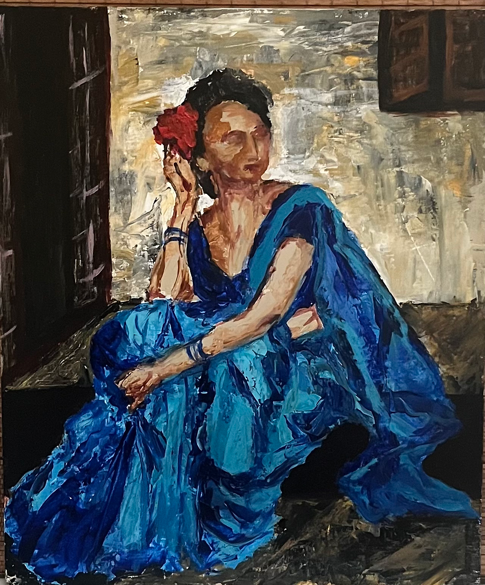 Lady with the Blue sari | Acrylic