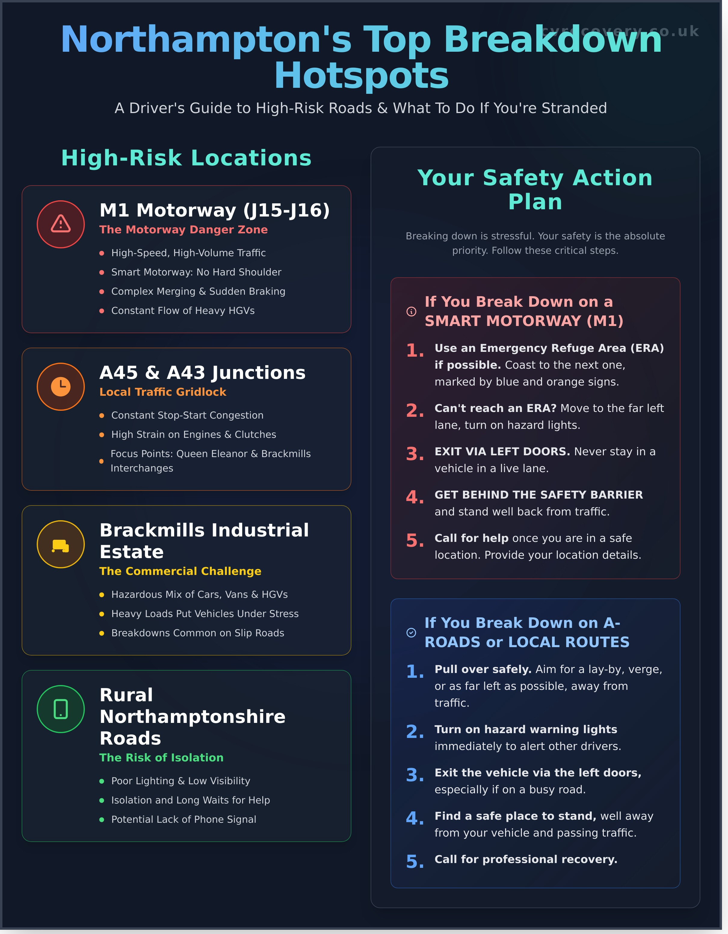 Breakdown hotspots northampton infographic - visual guide