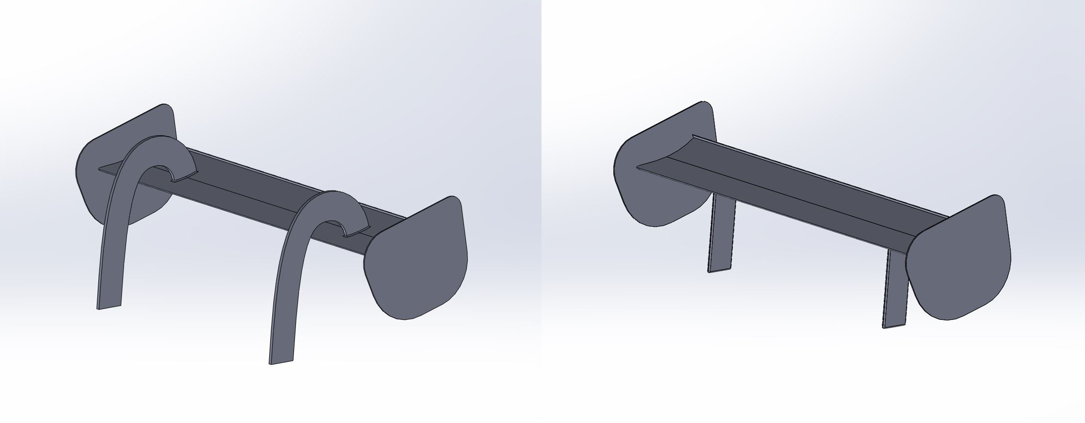 Figure 19: Upper HP-surface mounting (left) and lower LP-surface mounting (right) wing pylon concepts