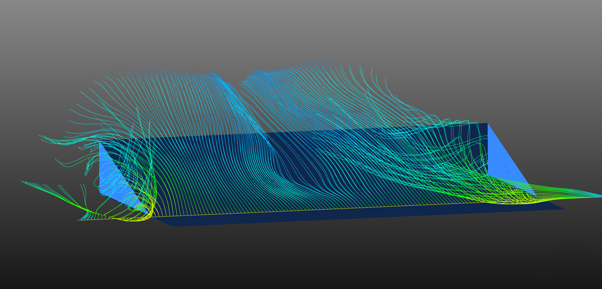 Figure 3: CFD showing a bubble of separated flow forming on the diffuser centreline as angle increases