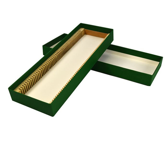 FILOSLIDE BOX tároló, postázó doboz 50 tárgylemezhez, textil borítású kartonapír