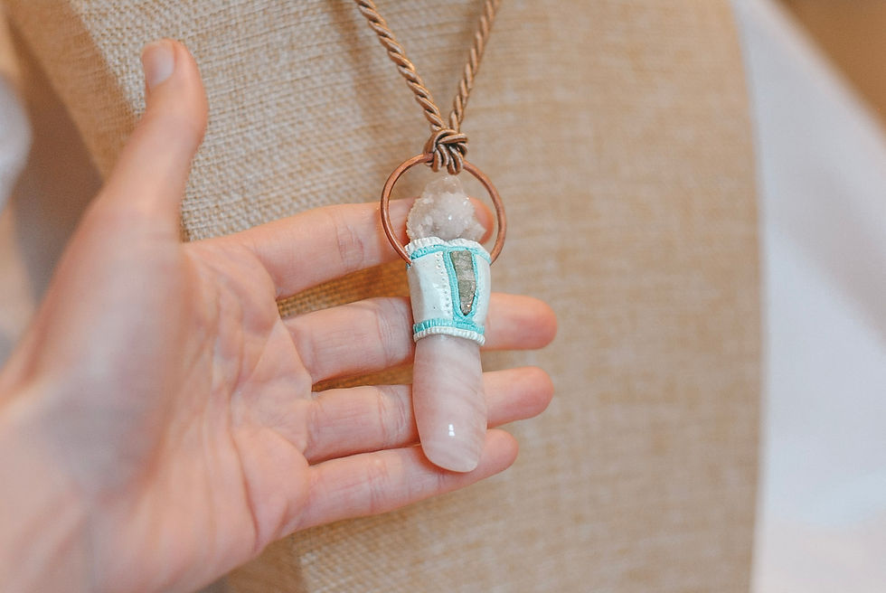 Thumbnail: Quartz geode, Green Kyanite & Rose Quartz
