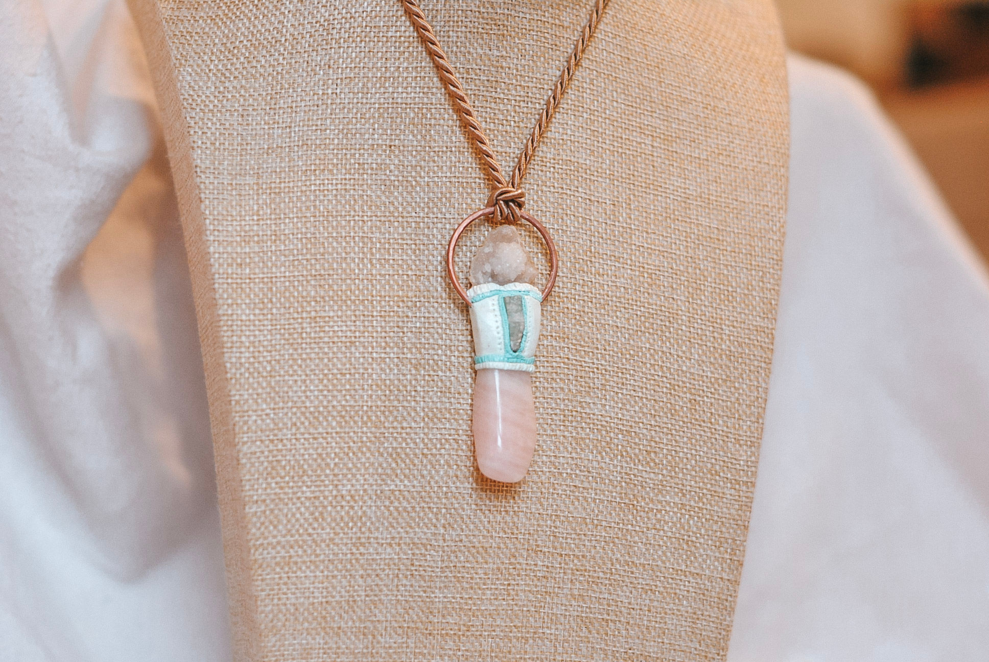 Quartz geode, Green Kyanite & Rose Quartz