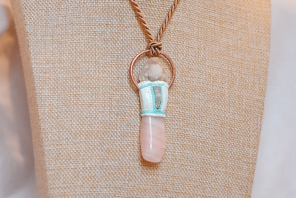 Thumbnail: Quartz geode, Green Kyanite & Rose Quartz