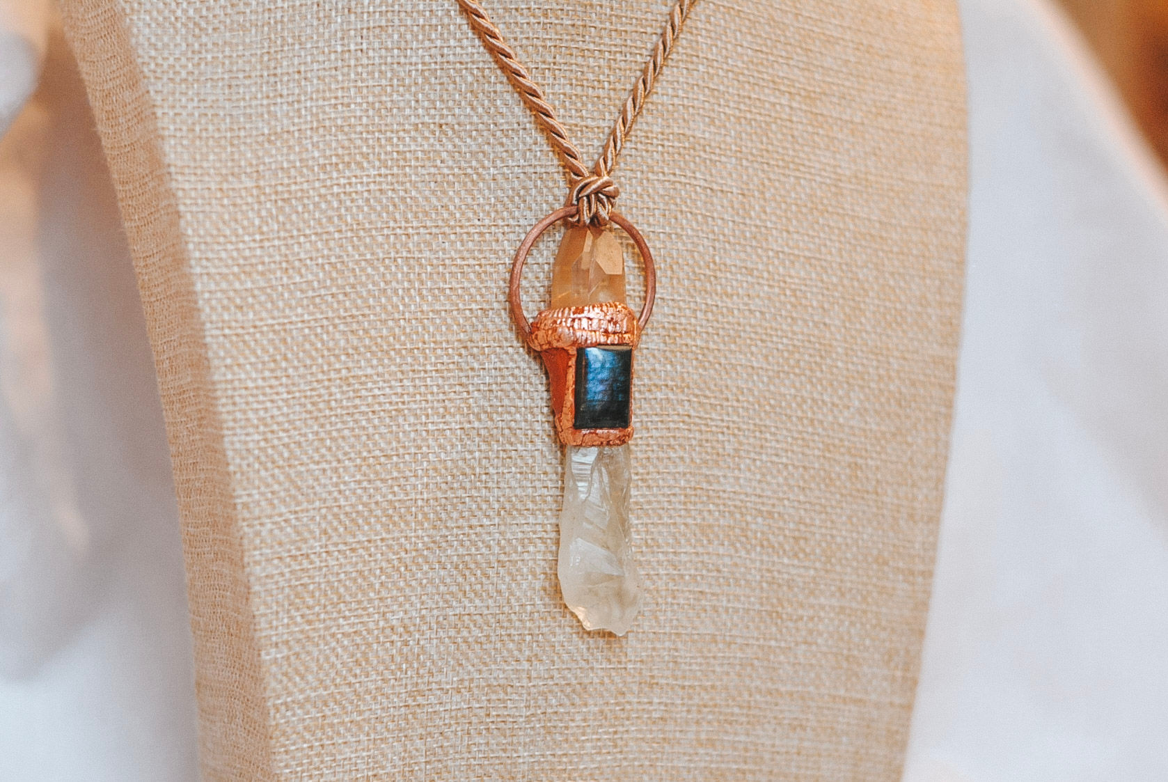 Tangerine Quartz, Labradorite & Green Amethyst