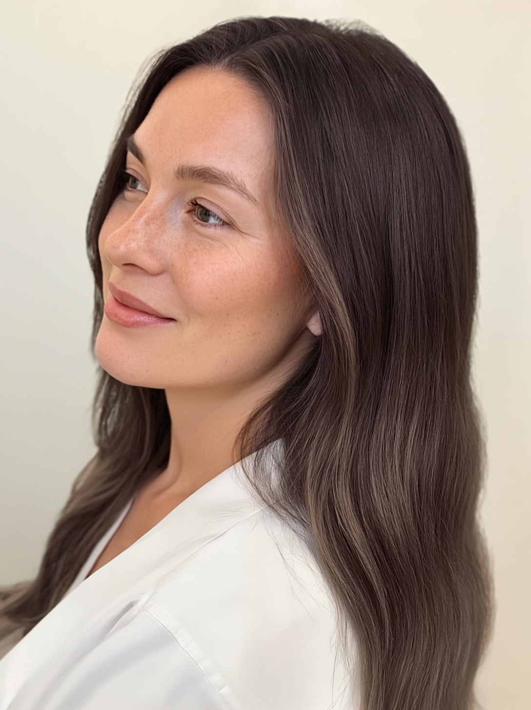 Perücke | New York | Dunkel Ashig Braun | 35 cm | HD Lace | Virgin Bras Haar