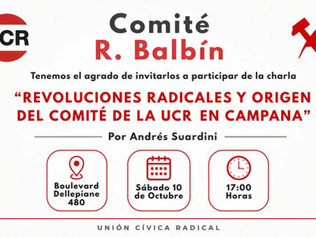 El profesor Andrés Suardini disertará sobre las revoluciones radicales en el Comité Ricardo Balbín