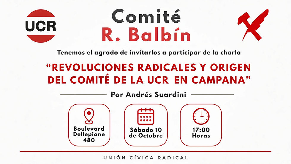 El profesor Andrés Suardini disertará sobre las revoluciones radicales en el Comité Ricardo Balbín