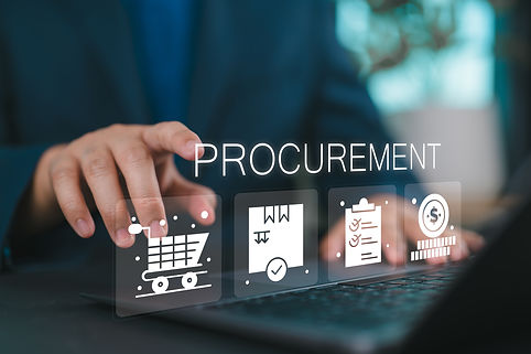 Procurement Management Industry concept. Businessman using laptop with procurement icon on