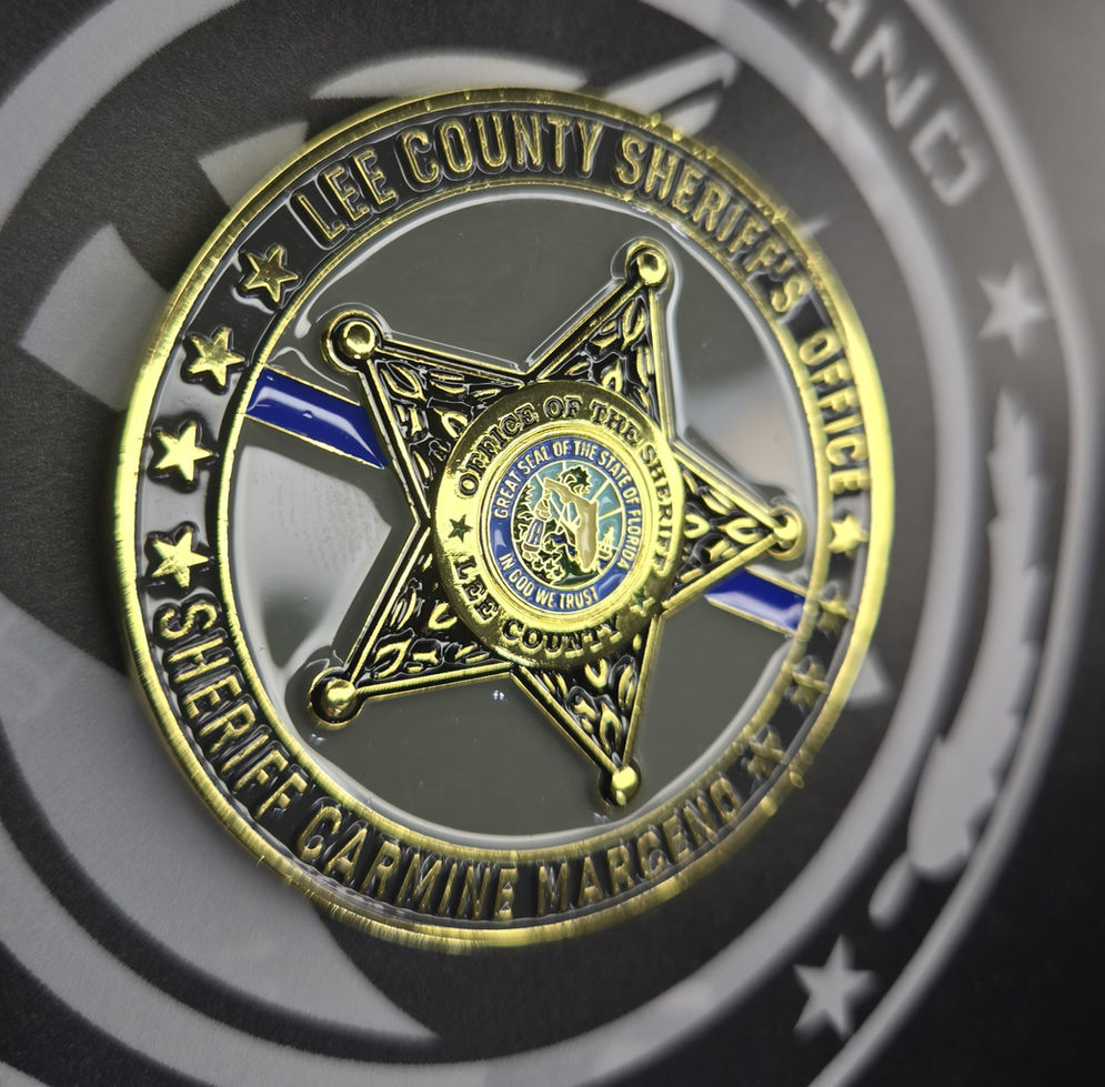 Lee County Sheriff’s Office Electronic Surveillance Unit challenge coin with gold star and surveillance icons.