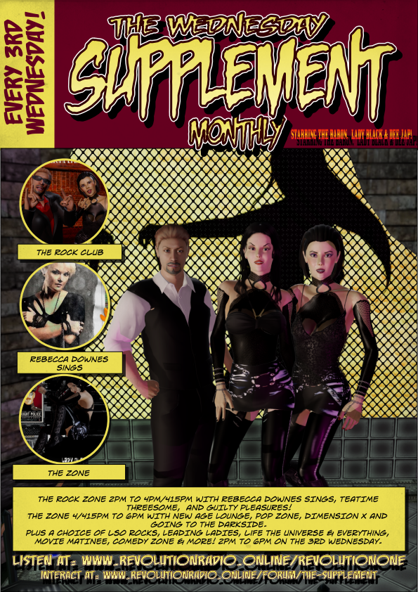 The Wednesday Supplement 304: Let Me Entertain You on Wednesday 15th of May at 2pm on RevolutionONE promo pic for Revolution Radio Online!