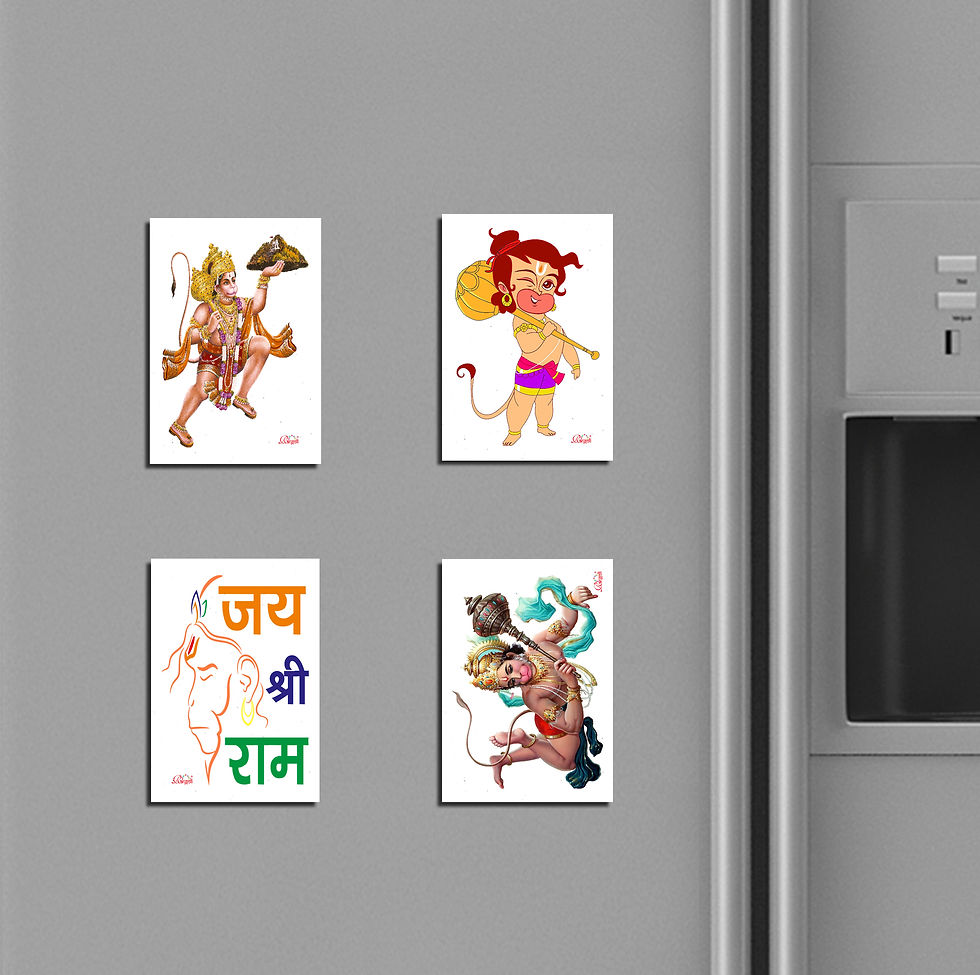 Thumbnail: 🚩 Hanuman Ji & Jai Shree Ram Fridge Magnet Set 04