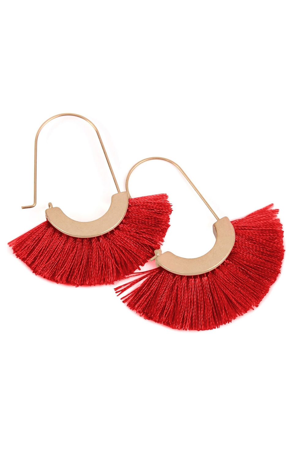 Thumbnail: Mye1038 - Fan Shape Drop Hoop Earrings