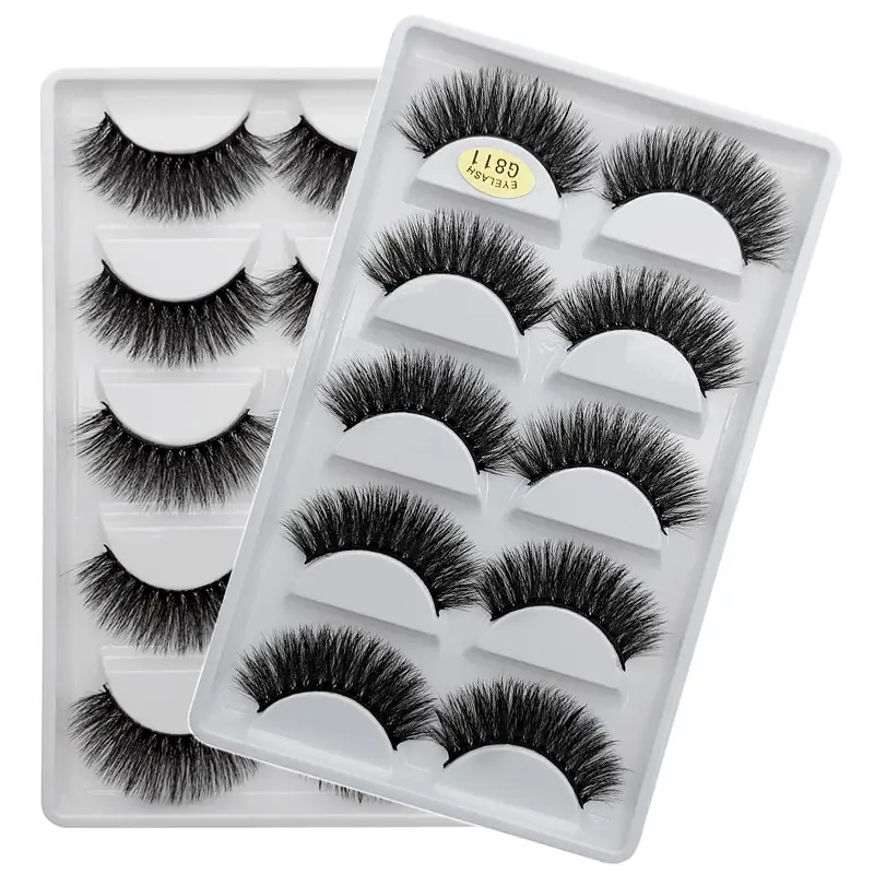 Thumbnail: 5 Pairs Eyelashes 3d Mink Lashes Natural Long 1 Box Mink Eyelashes