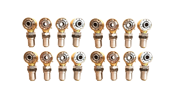 1.25" Gold Rebuildable Rod Ends w/ Hex Bungs (8LH & 8RH)