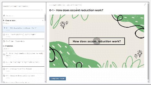 gif scrolling through the american accent fundamentals video course
