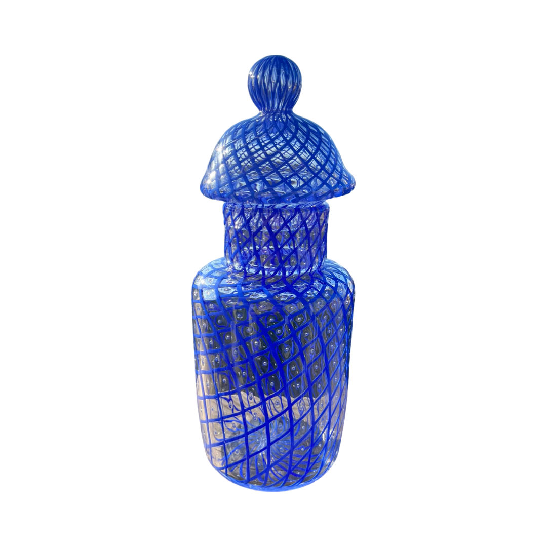 Lidded jar Reticello pattern