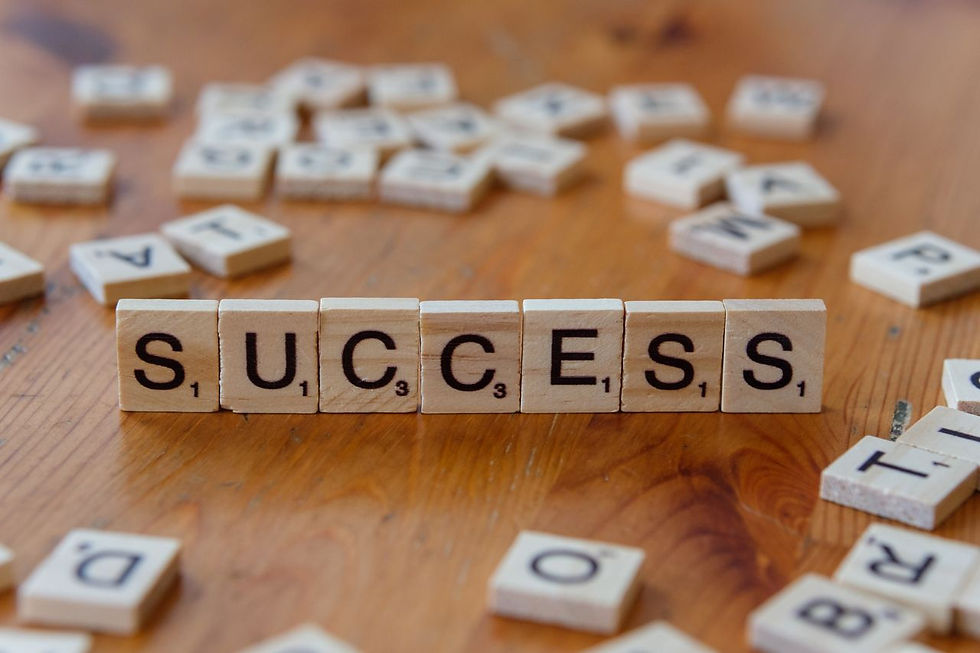Letter blocks spelling out the word success