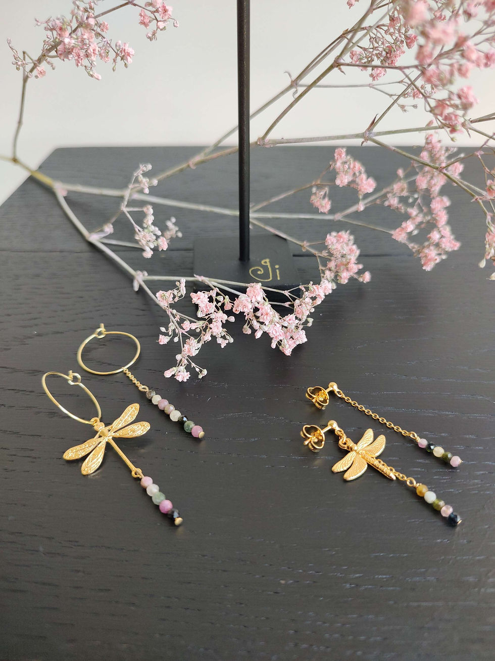 Miniature : Créoles libellule & tourmalines - la petite