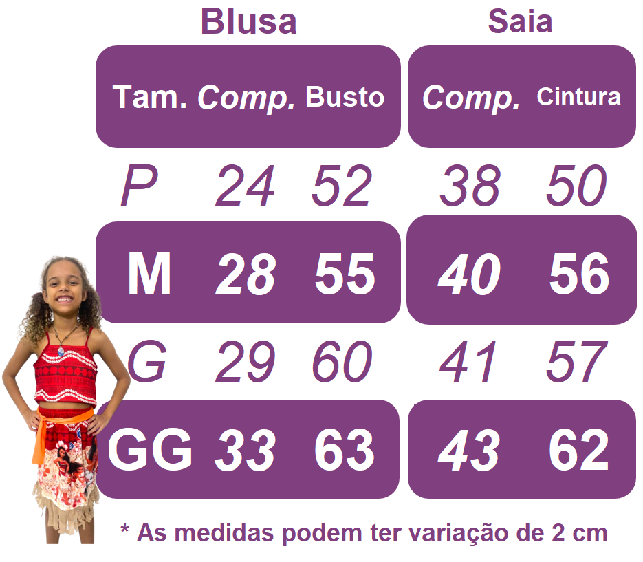 Miniatura: Fantasia Infantil Moana Com Colar e Cinto Faixa Festas (1130VL)