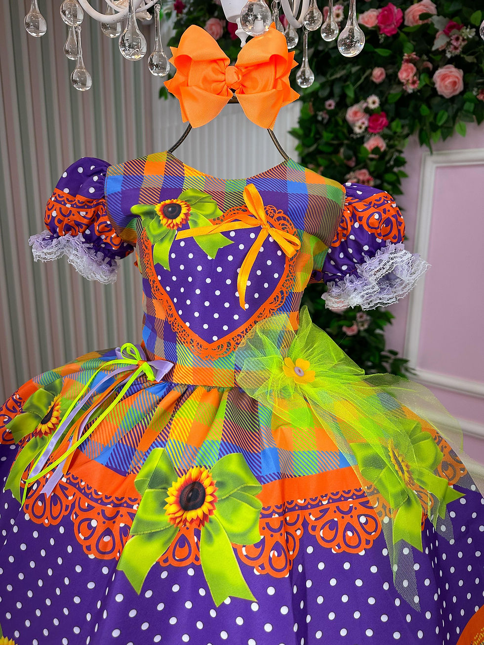 Miniatura: Vestido Marie Junino Luxo Arraia do Coração Roxo