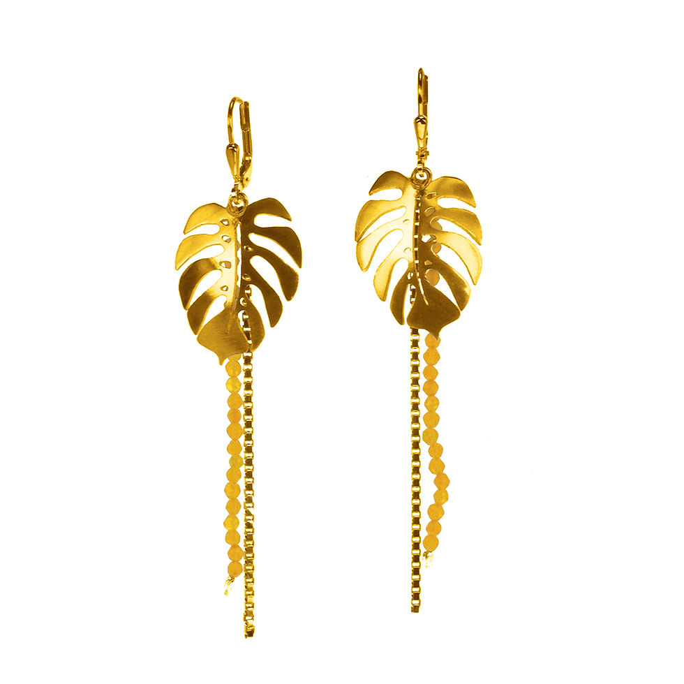 Monstera leaf earrings
