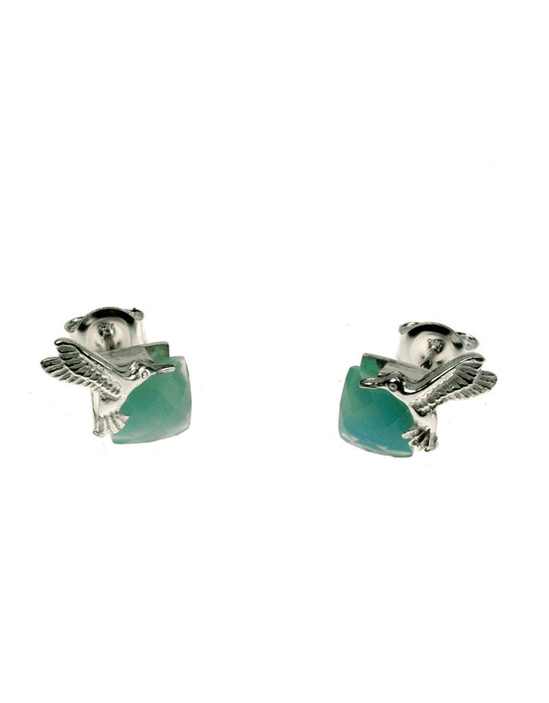 Post earrings Hummingbird & Chalcedony