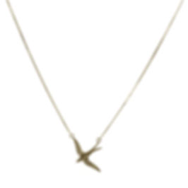 Necklace flying swallow 3D pendant silver
