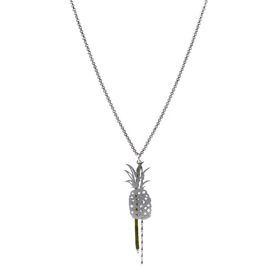 Thumbnail: Necklace pineapple silhouette pendant silver gold