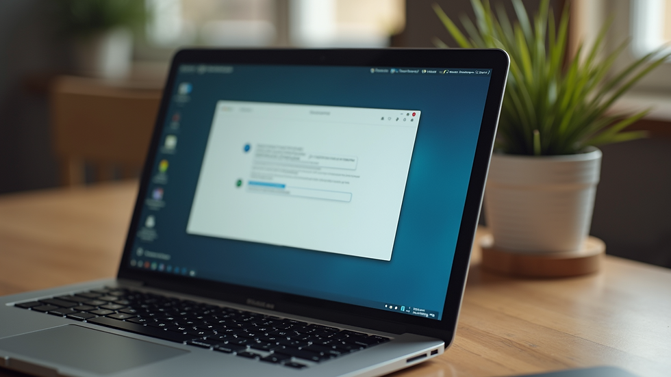 High angle view of a laptop with a private chat window open