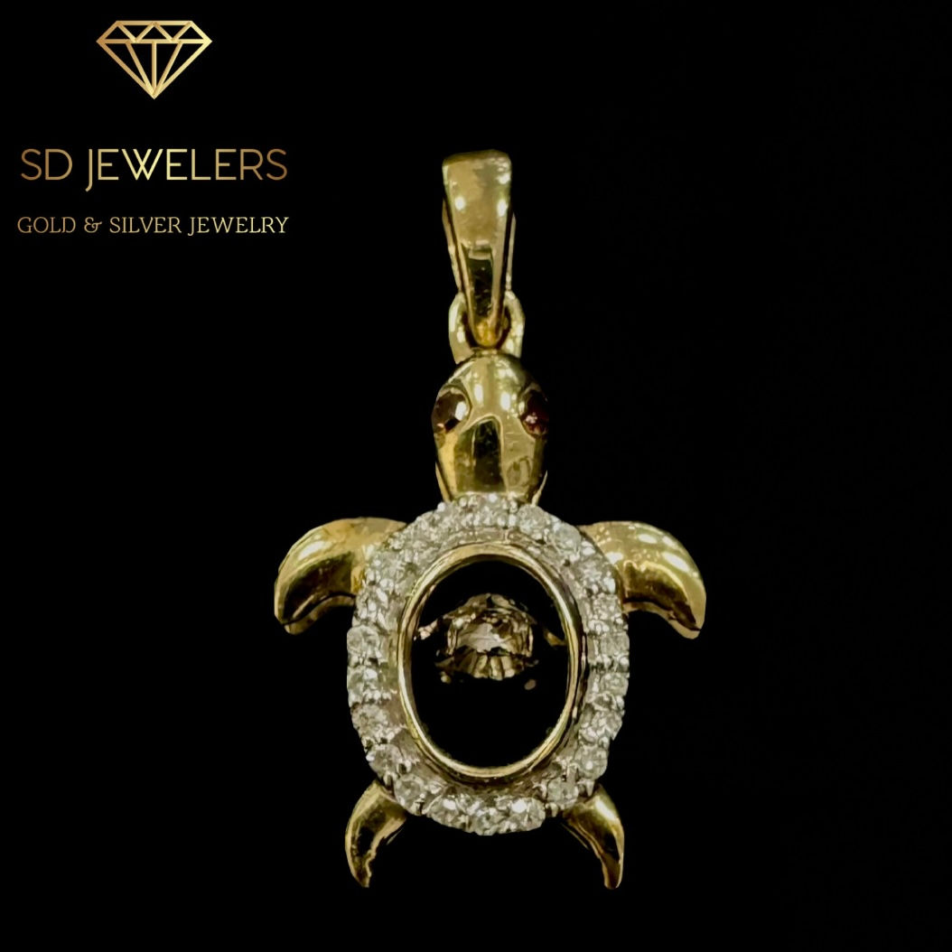 10KY 0.10CTW TORTOISE PENDANT