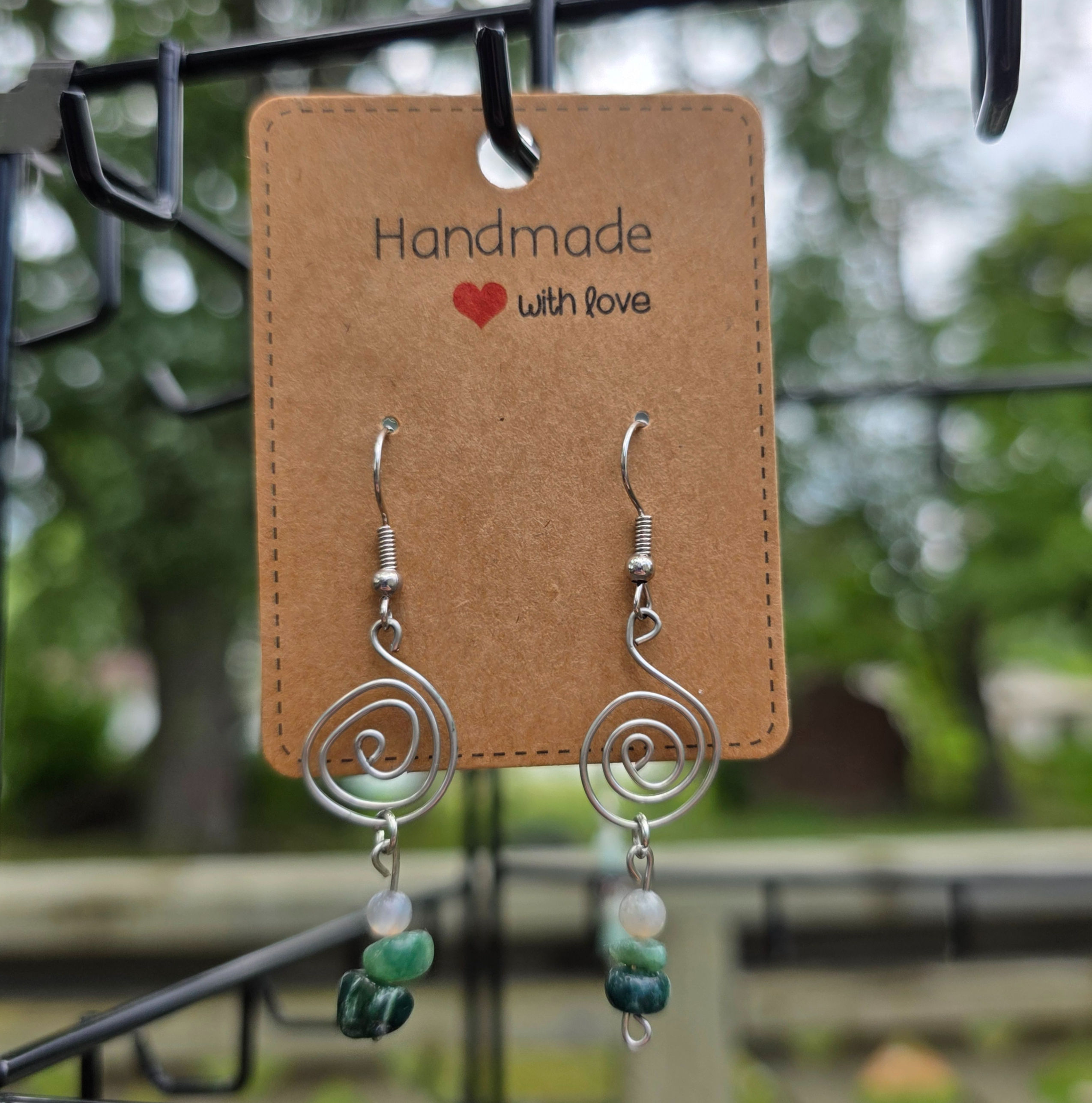 Spiral Earrings - Indian Agate