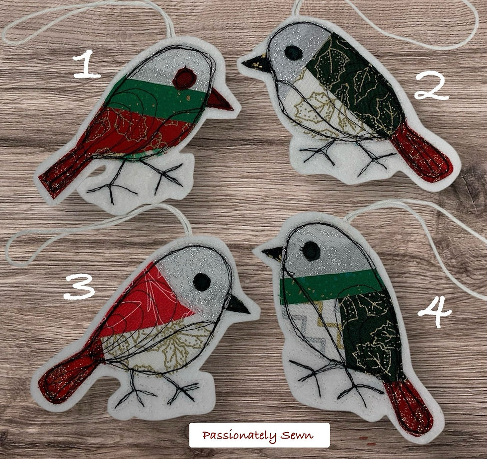 Xmas Bird Ornaments - handmade