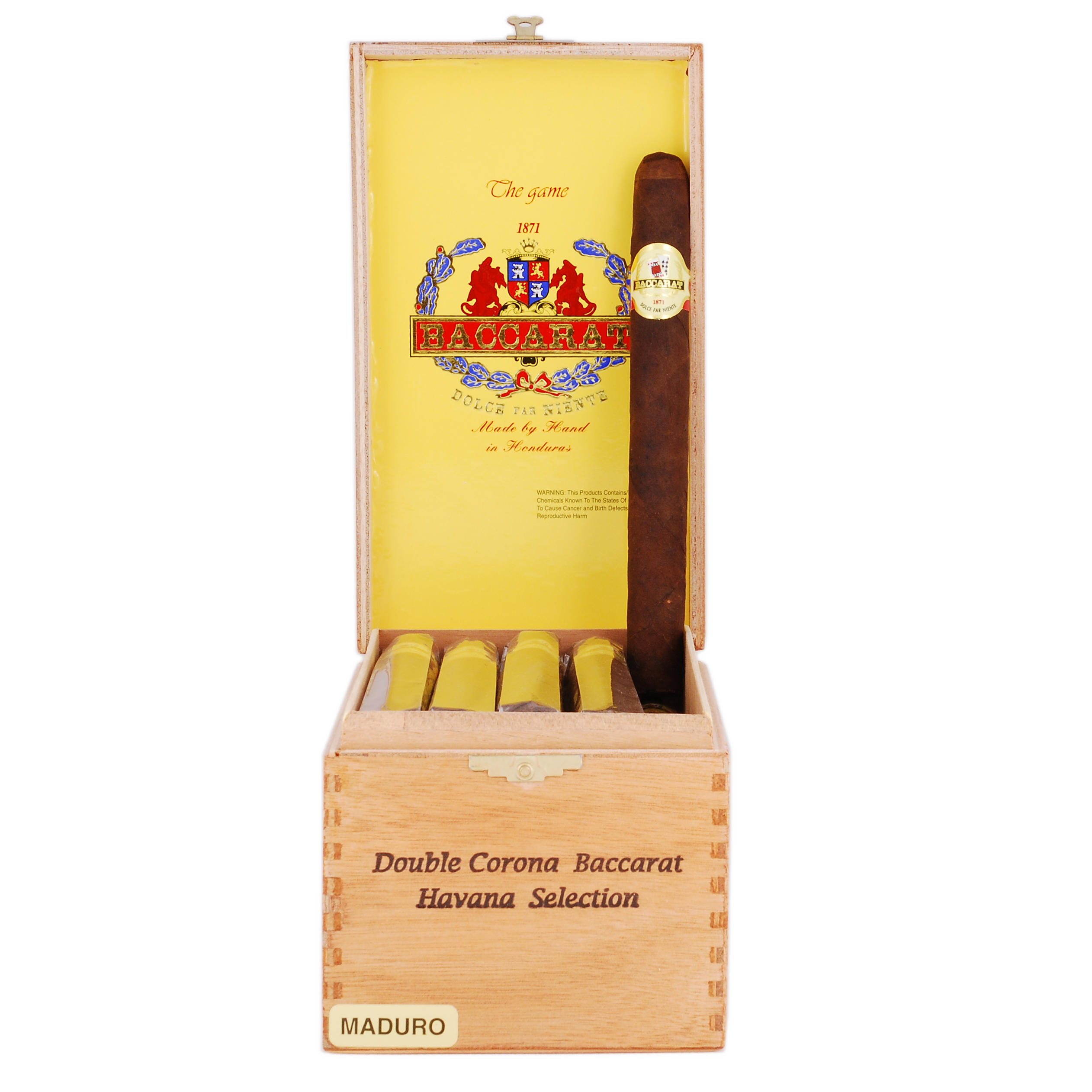 Baccarat H. The Game Maduro Double Corona 7"1/2 * 50 (Mild/Honduras, Sweet Dip)