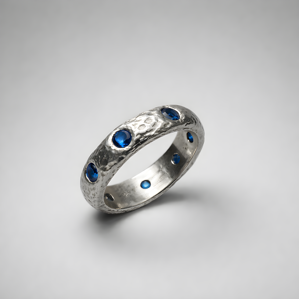 Miniatura: Anello Fascia Argento e Zirconi Blu