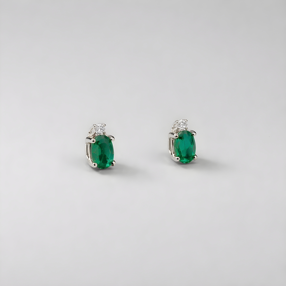 Miniatura: Orecchini Smeraldo Ovale e Diamante
