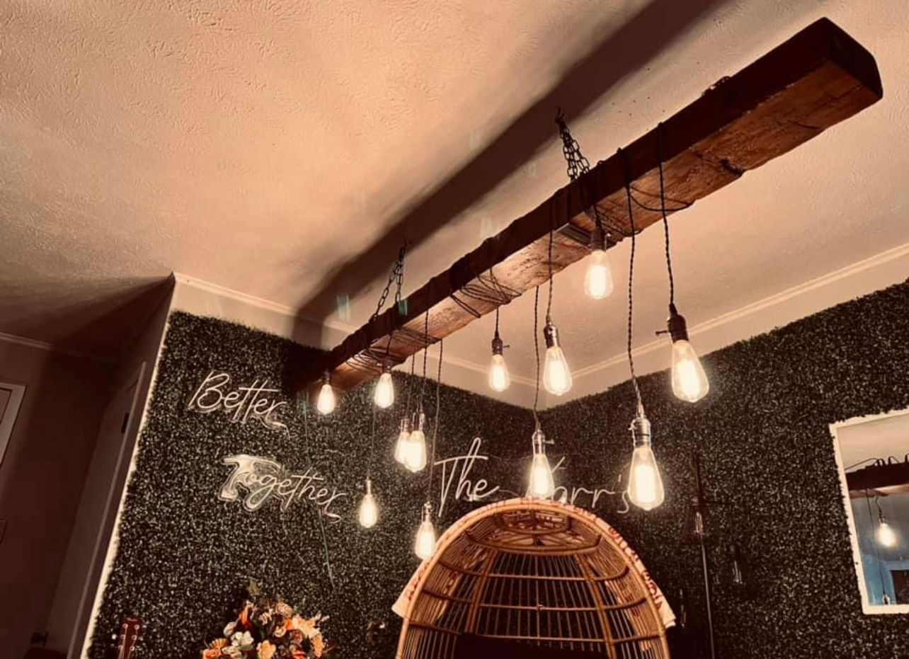 96" Original Barn Wood Beam Chandelier