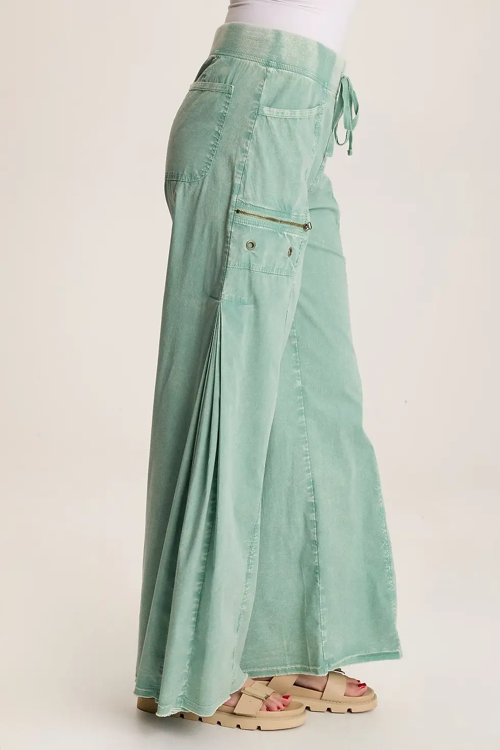 Thumbnail: XCVI COLINE POPLIN WIDE LEG PANT  In Distress Wash Feldspar