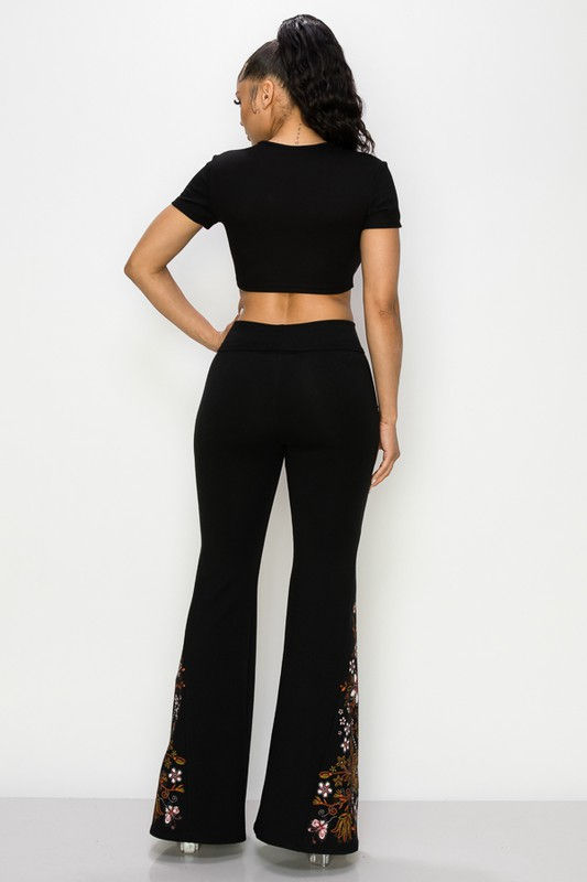 T Party Vintage Floral Print Flare Pants