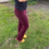 Thumbnail: Chatoyant mineral wash pants with side embroidery /burgundy 