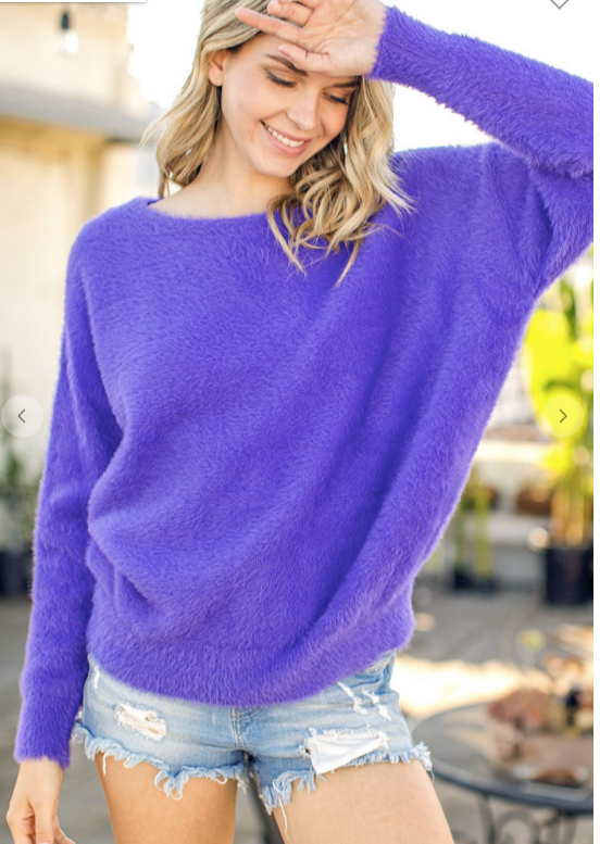Dolman sleeve solid angora sweater